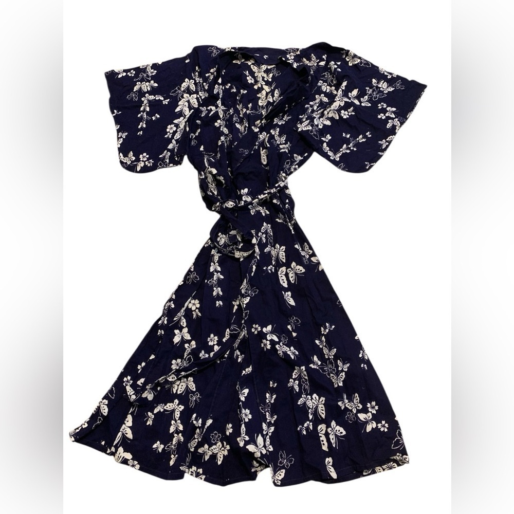 Vintage 60s EATON's Butterfly Print Kimono Robe One Size
